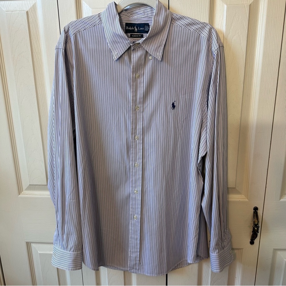 Polo Ralph Lauren’s Men’s Size 16.5 34/35 Classic Fit Striped Button Down Shirt
